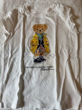 Ralph Lauren White Tee with Yellow Jacket Polo Bear Graphic